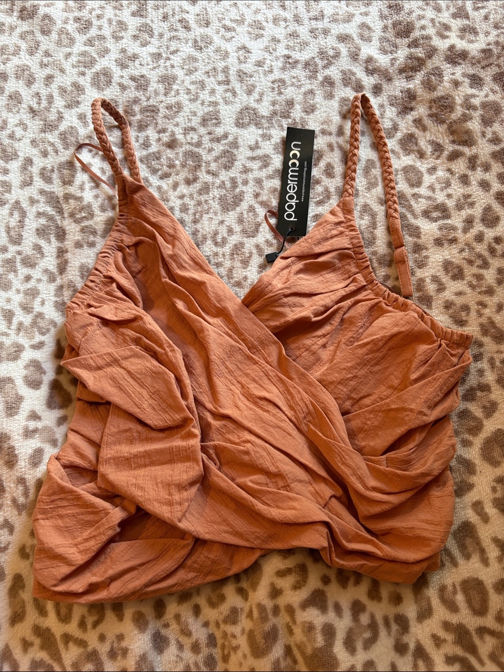 Papermoon Rust Orange Wrap-Front Cami with Braided Straps